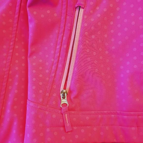 Girl's Free Country Bright Pink Polka Dot Softshell Hooded Jacket Size XL 10/12 - Picture 7 of 14